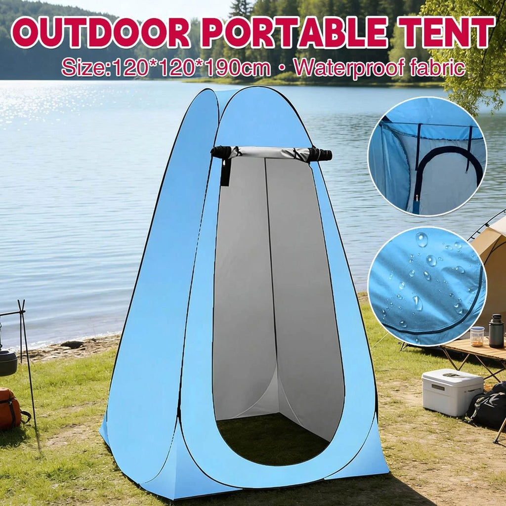 Pop-up privacy shower tent — blue, 120 × 120 × 190cm