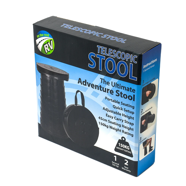 On The Road telescopic camping stool — black