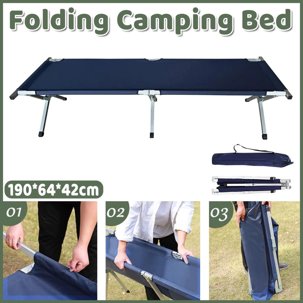 Folding camping bed stretcher with carry bag