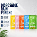 Disposable emergency rain ponchos, 5-pack