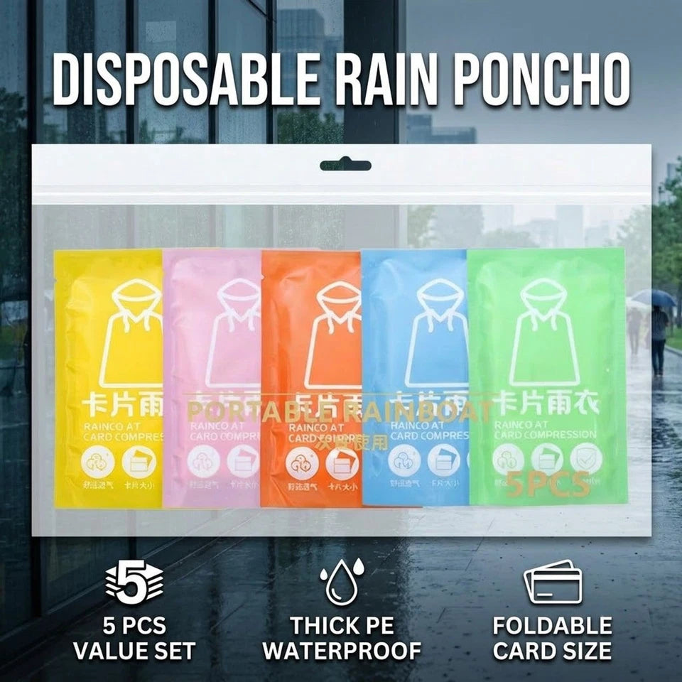 Disposable emergency rain ponchos, 5-pack — additional product view 3