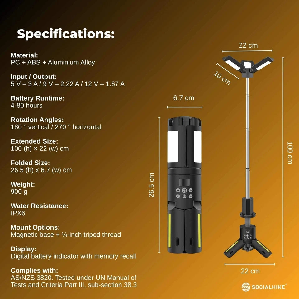 Social Hike rechargeable 20W telescopic lantern — additional product view 2