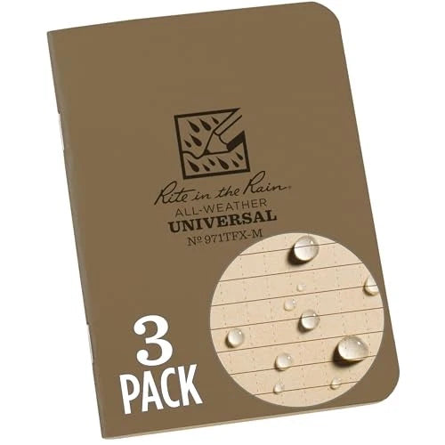 Rite in the Rain mini tan notebook